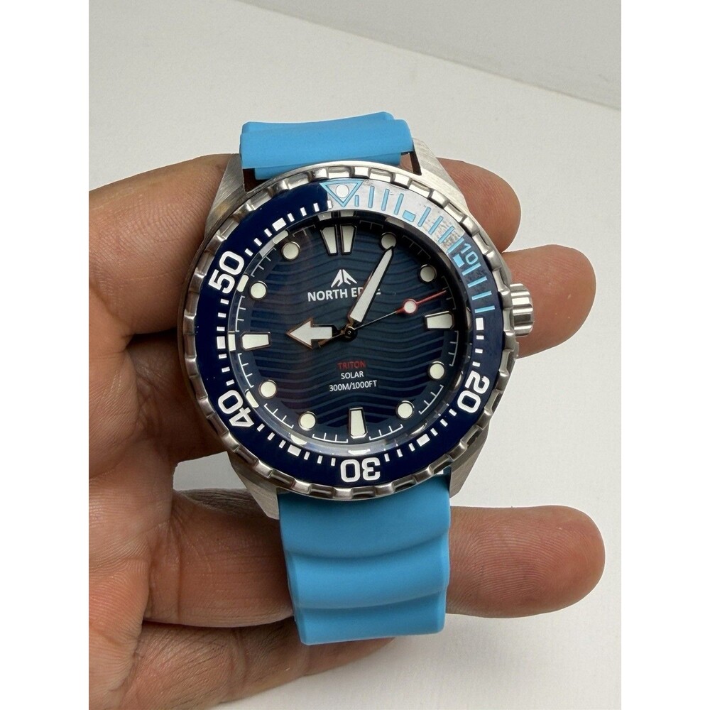 North Edge Triton-TI Titanium Solar Dive Watch 300M Blue Box Papers